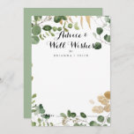 Tropical Gold Wedding Well Wishes Advice Card<br><div class="desc">This tropical gold wedding well wishes advice card is perfect for a rustic wedding. The design features beautifully hand-painted illustrated tropical summer gold and green foliage. These cards are perfect for a wedding, bridal shower, baby shower, graduation party & more. Personalise the cards with the names of the bride and...</div>