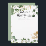 Tropical Gold Wedding Well Wishes Advice Card<br><div class="desc">This tropical gold wedding well wishes advice card is perfect for a rustic wedding. The design features beautifully hand-painted illustrated tropical summer gold and green foliage. These cards are perfect for a wedding, bridal shower, baby shower, graduation party & more. Personalise the cards with the names of the bride and...</div>