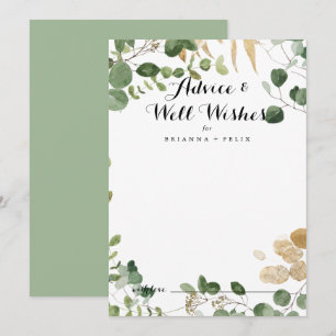 Tropical Gold Wedding Well Wishes Advice Card