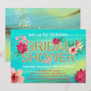 Tropical Golden Breeze Bridal Shower Invitation