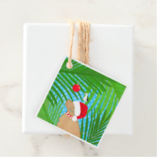 Tropical Golden Dog Santa Seagull Flat Gift Card Favour Tags