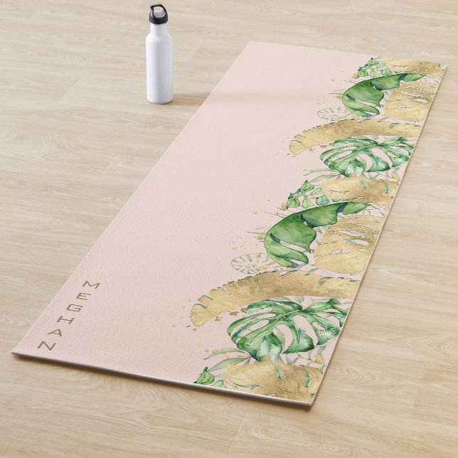 tropical golden foliage Monogram Yoga Mat (In Situ)