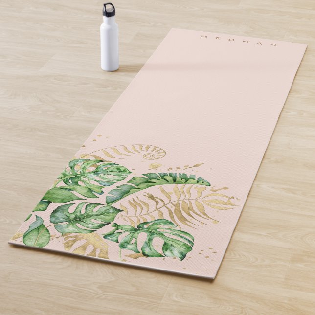 tropical golden foliage Monogram Yoga Mat (In Situ)