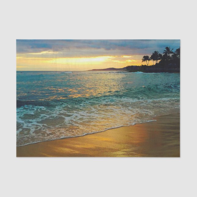 Tropical Golden Hawaiian Beach Tissue Paper (Front)