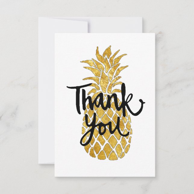tropical golden pineapple thank you script card (Front)