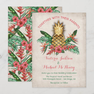 Tropical Golden Pineapple Wedding Invitation