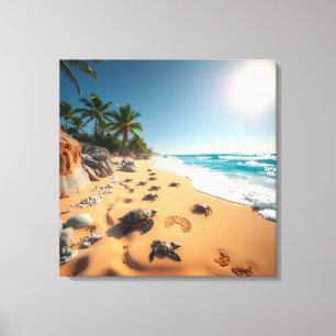 Tropical Golden Shell Beach Chic Canvas Print