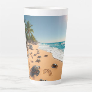 Tropical Golden Shell Beach Chic Latte Mug