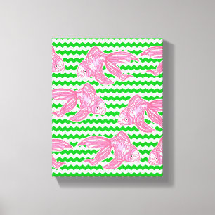 Tropical Goldfish Pattern Canvas Print