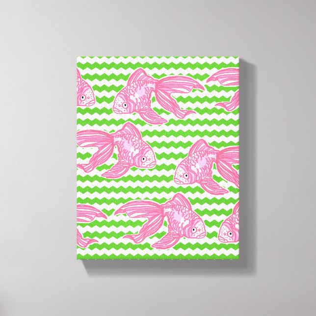 Tropical Goldfish Pattern Canvas Print (Front)