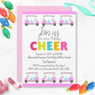 Tropical Golf Cart Parade Holiday Party Invitation