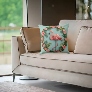 Tropical Grace Balancing Flamingo  Cushion