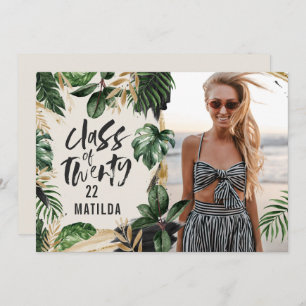 Tropical graduation class of 2022 modern photo invitation