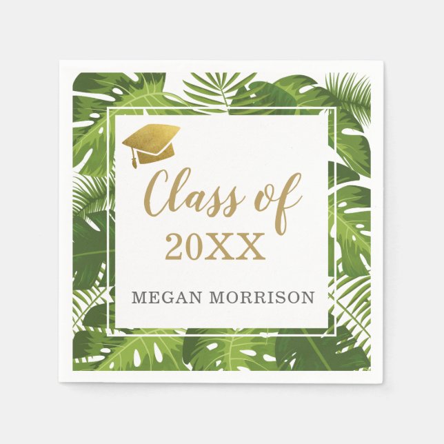Tropical graduation Party personalised napkins (Front)