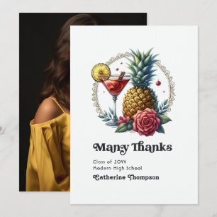 Tropical Graduation Photo Thank You Card