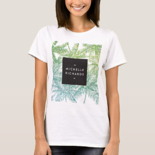 Tropical Green/Aqua Glitter Palms T-Shirt