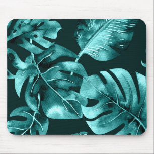 Tropical green Blue Palm Leaves Island Paradise Mouse Mat