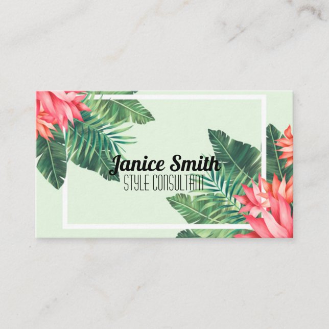 Tropical Green Bright and Professional Modern Business Card (Front)