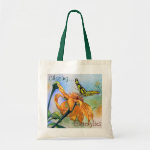Tropical Green Butterfly Watercolor Tote Bag