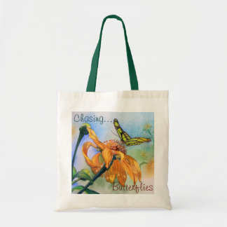 Tropical Green Butterfly Watercolor Tote Bag