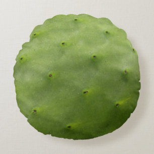 Tropical Green Cactus Photo Round Cushion