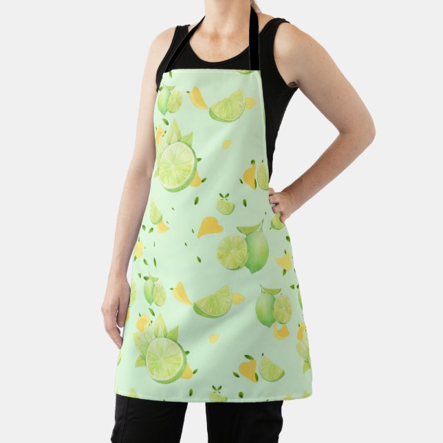 Tropical Green Citrus SUMMER Orange lemon Slice Apron (Insitu)
