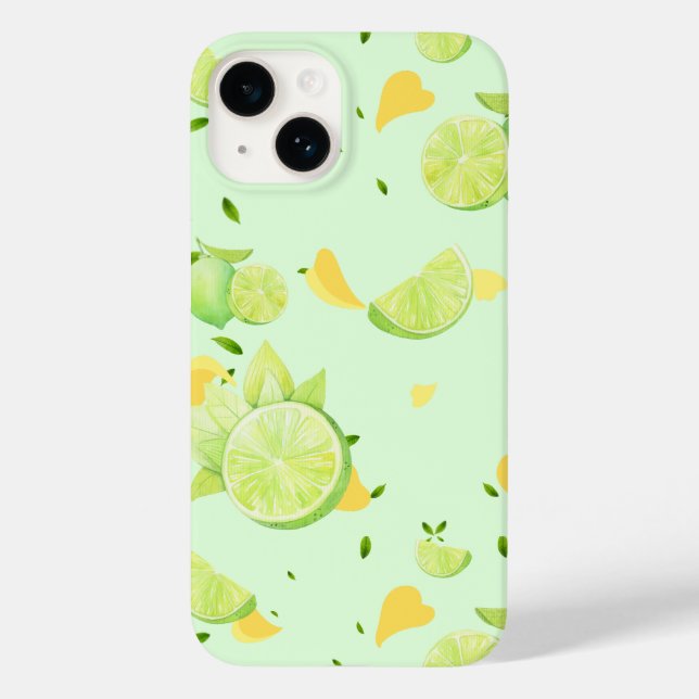Tropical Green Citrus SUMMER Orange lemon Slice Case-Mate iPhone Case (Back)