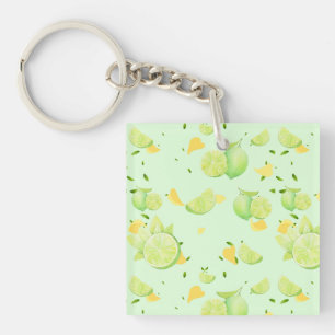 Tropical Green Citrus SUMMER Orange lemon Slice Key Ring