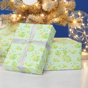 Tropical Green Citrus SUMMER Orange lemon Slice Wrapping Paper