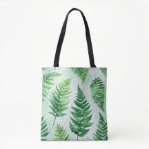 Tropical Green Fern Art Tote