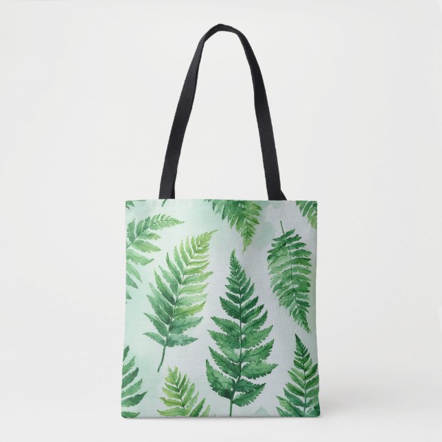 Tropical Green Fern Art Tote (Front)