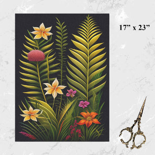 Tropical Green Floral Artwork Large Tissue Paper