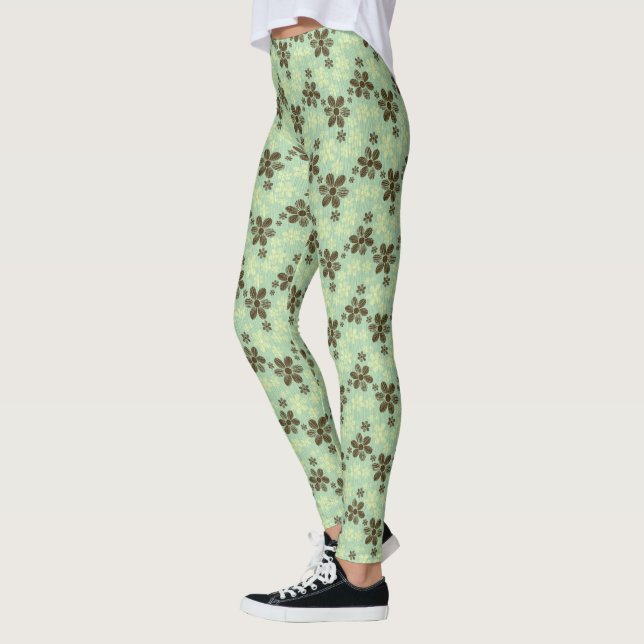 Tropical Green Floral Leggings (Left)