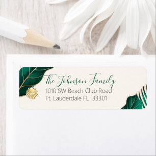 Tropical Green Gold & Ivory Holiday Return Address