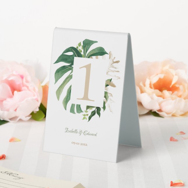Tropical Green Gold Monstera Leaves Wedding  (In SItu (Wedding))