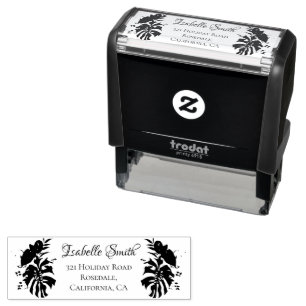 Tropical Green & Gold Monstera Leaves Wedding Self-inking Stamp
