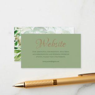 Tropical Green Gold Palm Leaves Wedding Website En Enclosure Card