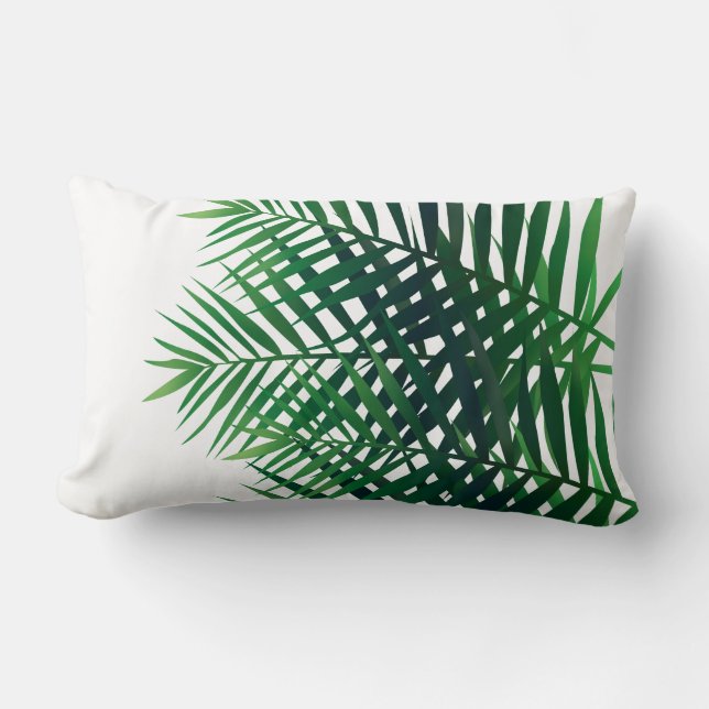 Tropical Green Island Ferns Lumbar Cushion (Front)