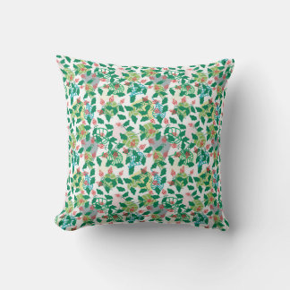 Tropical Green Leaf and Red Flower Pattern – Botan Cushion