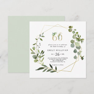 Tropical Green Leaves 60th Birthday Party Invitation