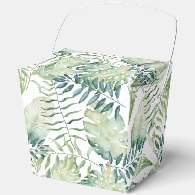 Tropical Green Leaves Aloha Favour Box (Front)