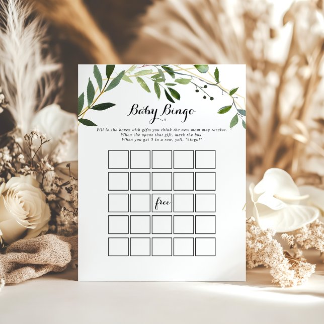 Tropical Green Leaves Baby Bingo Shower Game (Creator Uploaded)