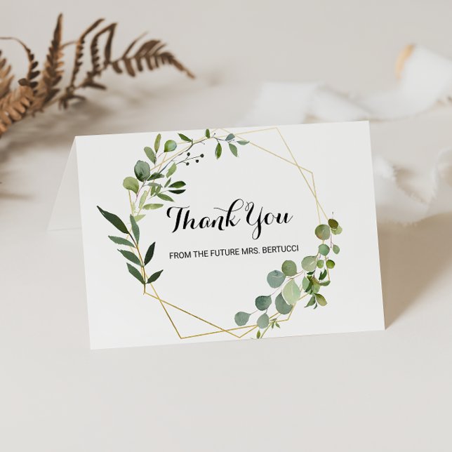 Tropical Green Leaves Bridal Shower Thank You Card (Creator Uploaded)