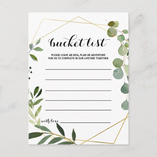 Tropical Green Leaves Bucket List Cards (Front)