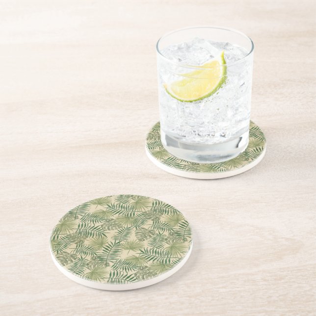 Tropical Green Leaves      Coaster (Side)