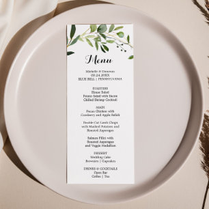 Tropical Green Leaves Dinner Menu Card