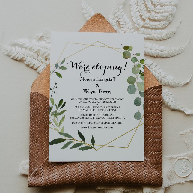 Tropical Green Leaves Elopement Reception Invitation (Creator Uploaded)