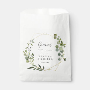 Tropical Green Leaves Gracias Thank You Wedding Favour Bags