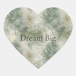 Tropical Green Leaves Heart Sticker