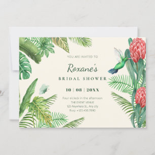 Tropical green leaves jungle bridal shower invitation